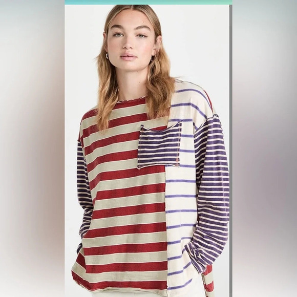 Free People Women's Stripey Prep Tee, Preppy Combo, small - We The Free - Picture 4 of 13